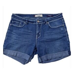 VGS Denim Shorts Women's Size 12 Blue Cuffed Embellished Pockets